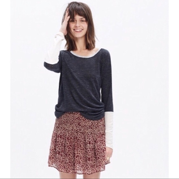 Madewell Tops - 🖤Madewell  Linen Raglan Tee in Colorblock Gray